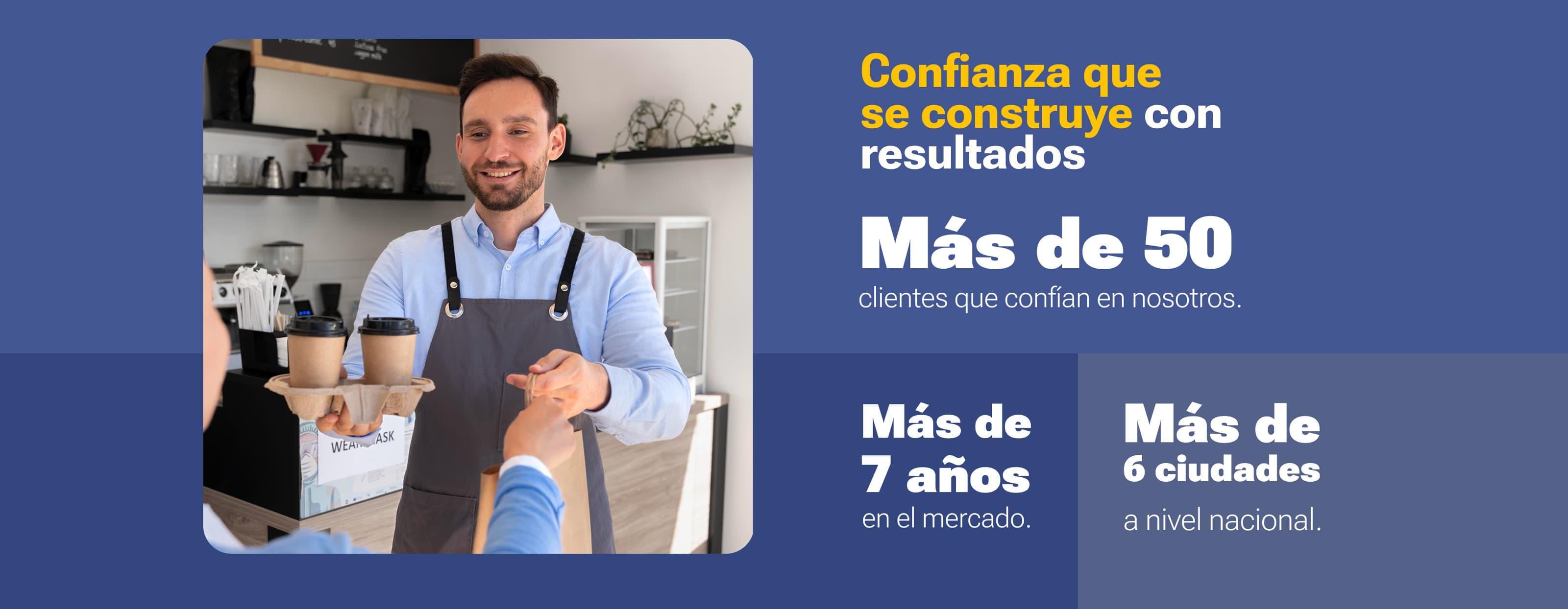 Banner de confianza y resultados